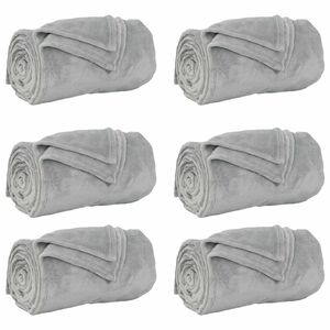 vidaXL Kleden 6 st Grijs 240 x 270 cm 10.11 kg Fleece