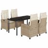vidaXL 5-delige Tuinset met kussens poly rattan beige