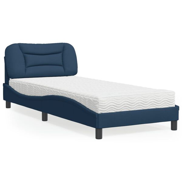 vidaXL Bed met matras "Hvar" stof blauw 80x200 cm