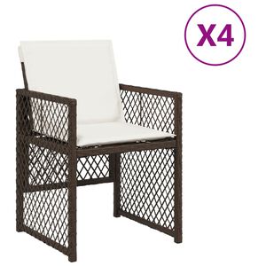 vidaXL Tuinstoelen 4 st met kussens poly rattan bruin