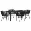 vidaXL Tuin eettafelset met kussen 5 pcs Zwart Gepoedercoat staal