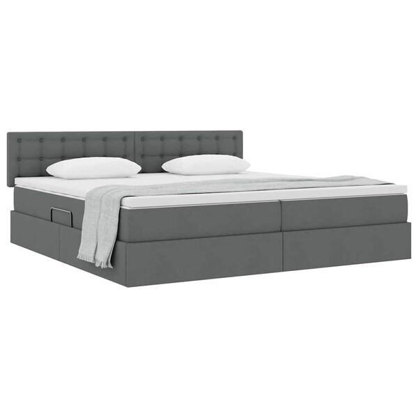 vidaXL Opbergbed met matras Donkergrijs 200 x 200 cm Bewerkt hout