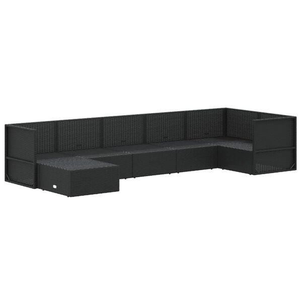 vidaXL 7-delige Loungeset met kussens poly rattan zwart