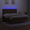 vidaXL Boxspring met matras en LED stof donkerbruin 180x200 cm