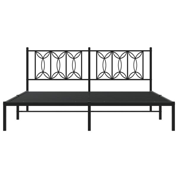 vidaXL Bedframe met hoofdbord metaal zwart 183x213 cm