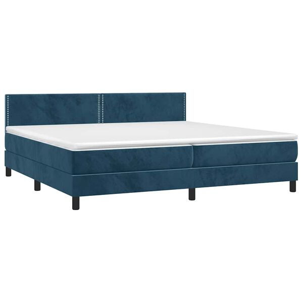 vidaXL Boxspring met matras en LED fluweel donkerblauw 200x200 cm