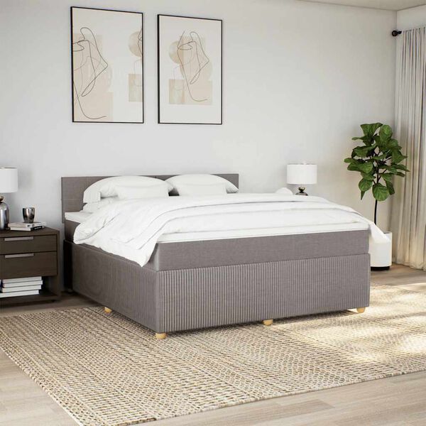 vidaXL Boxspring met matras stof taupe 180x200 cm
