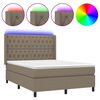 vidaXL Boxspring met matras en LED stof taupe 140x190 cm