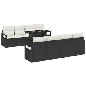vidaXL Tuin Sofa Set met opslag 9 pcs Zwart Poly riet