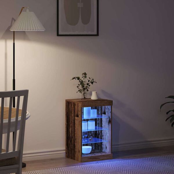 vidaXL LED Sideboard Oudhout 41 x 37 x 67 cm Bewerkt hout