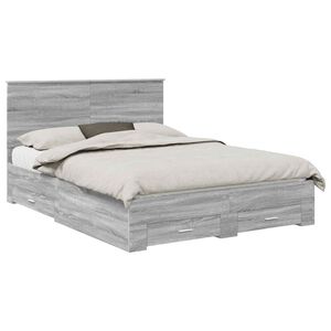 vidaXL Bedframe met hoofdeinde Grijs Sonoma 150 x 200 cm Bewerkt hout