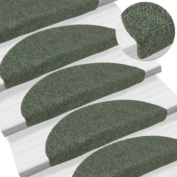 vidaXL Trapmatten Zelfklevend 30 stuks 56x17x3 cm Groen Halfrond