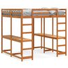 vidaXL Hoogslaper met bureau en ladder grenenhout wasbruin 160x200 cm