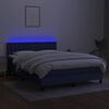 vidaXL Boxspring met matras en LED stof blauw 140x200 cm