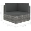 vidaXL 9-delige Loungeset met kussens poly rattan grijs
