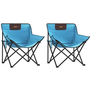 vidaXL Campingstoelen 2 st met vakje inklapbaar felblauw