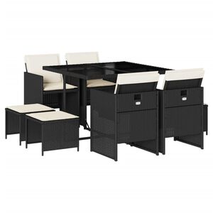 vidaXL 9-delige Tuinset met kussens poly rattan grijs