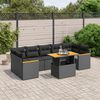 vidaXL 8-delige Loungeset met kussens poly rattan zwart