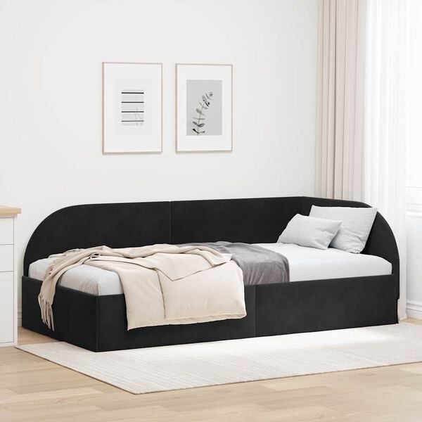 vidaXL Hoekbedframe met hoofdeinde Zwart 80 cm x 200 cm Fluweel