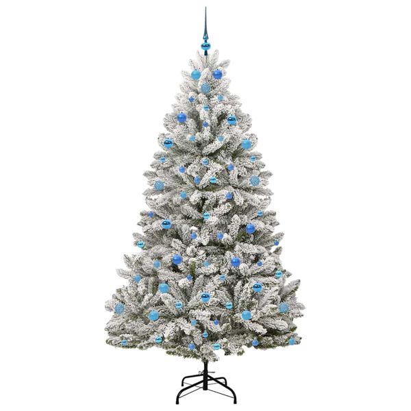 vidaXL Kunstkerstboom met 300 LED Groen en Wit 210 cm PVC en Metaal