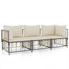 vidaXL 3-delige Loungeset met kussens poly rattan antracietkleurig