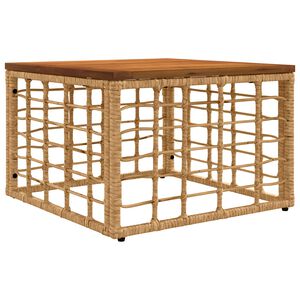 vidaXL Tuinstafel Naturel 55 x 55 x 37 cm PE Rattan en Glas
