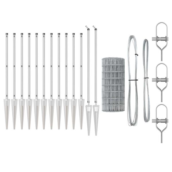 vidaXL Hek met Paal Zilver 1 x 10 m Staal