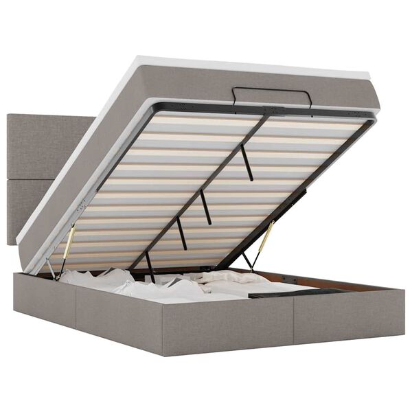 vidaXL Ottoman bed met matras en LED's 140x190cm stof taupe