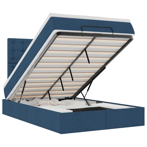 vidaXL Ottoman bed met matras en LED's 120x200cm stof blauw
