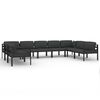 vidaXL 9-delige Loungeset met kussens aluminium antracietkleurig