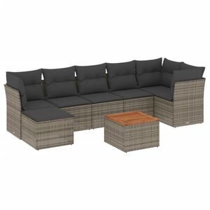 vidaXL 8-delige Loungeset met kussens poly rattan grijs
