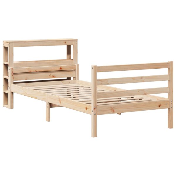 vidaXL Bedframe met hoofdbord massief grenenhout 90x200 cm