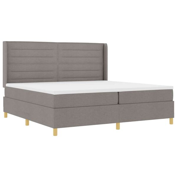 vidaXL Boxspringbed met matras met hoofdeinde Taupe 200 x 200 cm Stof