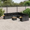 vidaXL 11-delige Loungeset met kussens poly rattan zwart
