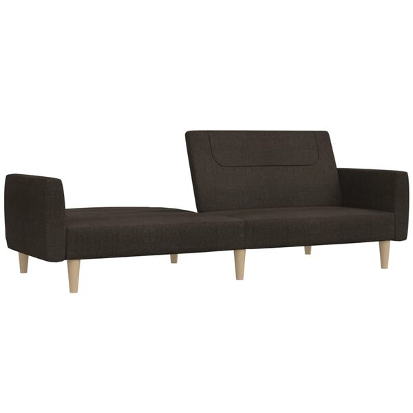 vidaXL Slaapbank 2-zits stof donkerbruin