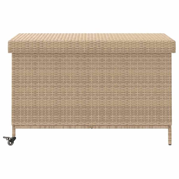 vidaXL Tuinbox met wielen 110x55x73 cm poly rattan gemengd beige