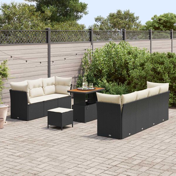 vidaXL Tuin Sofa Set 10 pcs Zwart poly rattan
