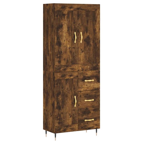 vidaXL Hoge kast 69,5x34x180 cm bewerkt hout gerookt eikenkleurig