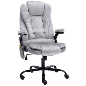 vidaXL Massagekantoorstoel fluweel lichtgrijs