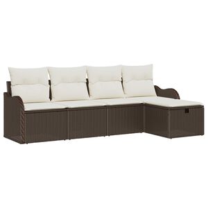 vidaXL Tuin Sofa Set met kussen met opslag 5 pcs Bruin Poly riet