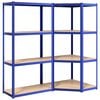 vidaXL Opbergrek 4-laags 2 st staal & bewerkt hout blauw