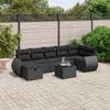 vidaXL 8-delige Loungeset met kussens poly rattan zwart