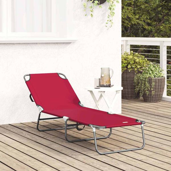 vidaXL Opvouwbare zonnebed Rood 188 x 57 x 86.5 cm Polyester
