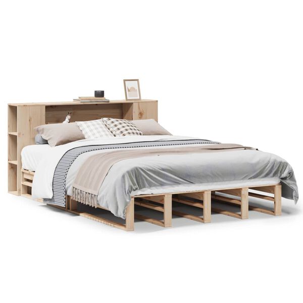 vidaXL Bed met boekenkast zonder matras massief hout 135x190 cm