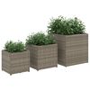 vidaXL Plantenbakken 3 st poly rattan grijs