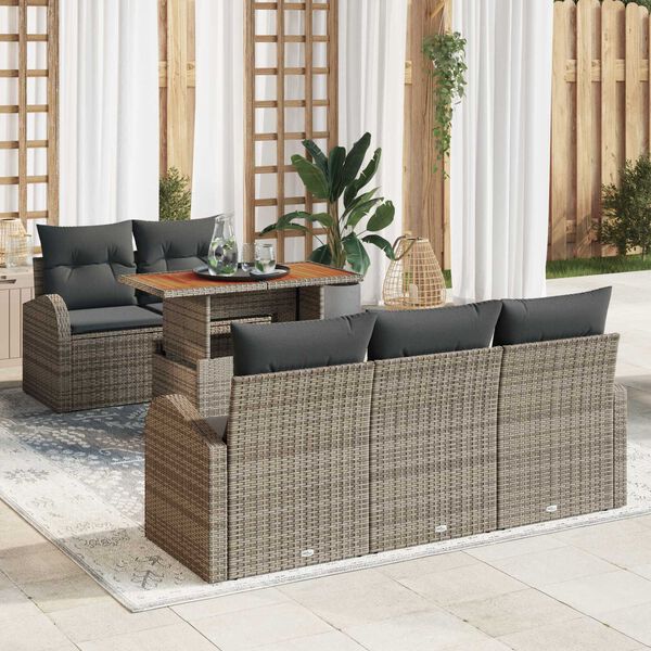 vidaXL Tuin Sofa Set met kussen 6 pcs Grijs