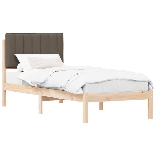 vidaXL Bedframe met Gevoerd Hoofdgedeelte Taupe 80 x 200 cm