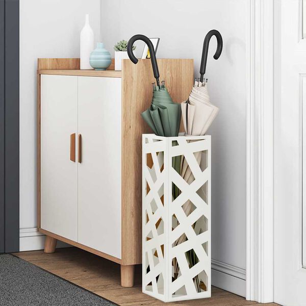 vidaXL Paraplu Standaard Wit 15.5 x 15.5 x 49 cm Metaal