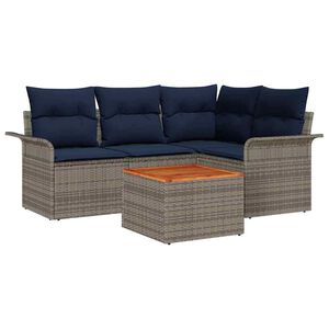 vidaXL Tuinbankenset 5 st 4-Aantal zitplaatsen Grijs en Marineblauw