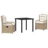 vidaXL Tuin eettafelset 3 st Beige en Cr&egrave;me Wit poly rattan